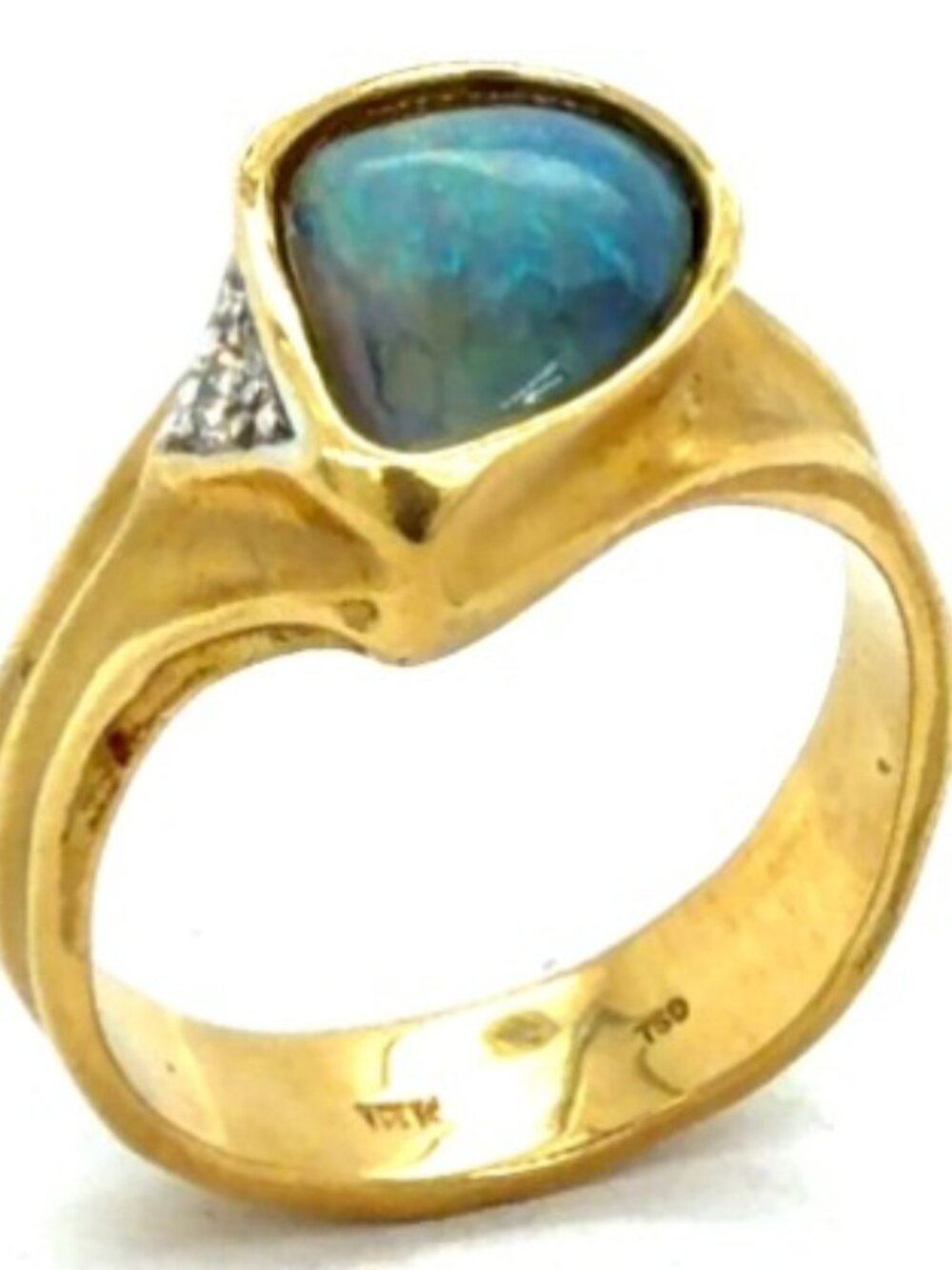 18K Yellow Gold Opal/Diamond Engagement Ring